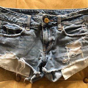 Low Rise Ripped Jean Shorts